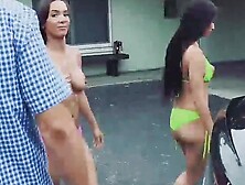 Teengroupsex. Com - Naughty Chicks Wash Car And Share Lucky Dude's Cock