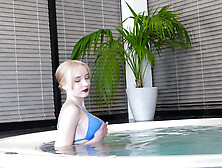 Wow! Your Rod Is Too Humongous! I Don't Know If I Can Handle It! An Adult Fiance Meets And Mounts A Youthful Blonde In The Pool!