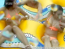 Hot Girls Mai Sakurai And Rara Motofuji In Bikini Playing At The Pool