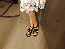 Candid Girl,  Sexy Yummy Feets Toes In Sandals