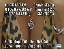 Italian cougar with large consummate titties in a TV show