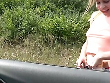 Picked Up Blonde Whore Sucking Dick In A Car Before Cumshot