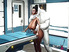 A Hot Fresh Busty Dark Has Hard Anal Sex With Sex Robot In The Medbay