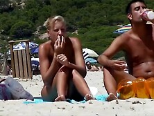 European Blonde Finger Fucked On Public Beach