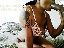 SUCKING A REAL 10 INCH LARGE EBONY KNOB FATCOCK SUCK AND GULP