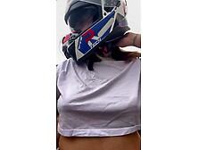 Female motorcycle hotty from 99 picks up boy passenger and asks him to scratch her nipps whilst riding! This guy gets a hard-on