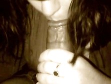 Blindfolded orall-service wench sucks chubby darksome penis