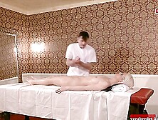 Sexy Blonde Woman Oiled Up For The Sex Massage