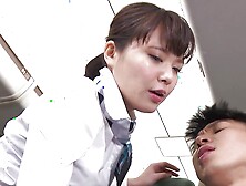 Japanese Stewardess Haruka Miura Blows A Passenger Hard Cock Uncensored.