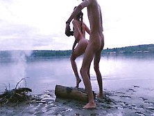 Fucked In The Rain Wet Hot Bitch.  Creampie,  Bonfire,  Chill,  Nature