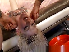 Tattooed Up Blonde Getting Her Face Wrecked With Ada Bomb