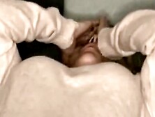 Masturbating on bed in Jeans
