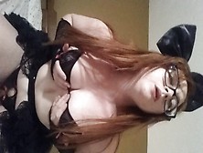 Chubby Goth Redhead Cums With Toy