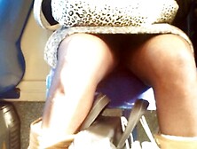 Upskirt in Morning Sunshine on Tube