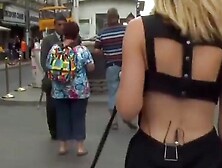 Busty Blonde Gets Gangbang In Public