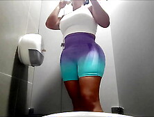 Pervert puts web-cam to record chicks in the gym's public bathroom