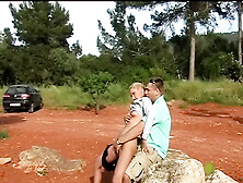 Attractive German blonde fucked hard outdoors