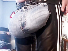 Jeans Bulge With Leather Chaps