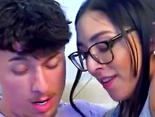 Dark Haired Vixen Gives Deepthroat Blowjob & Facial For Her Lover