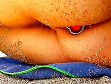 ENJOYMENT to have NO PANTS in PUBLIC # Sandy BOOTY PLUG on Public Beach