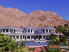 Exclusive couples get together by the pool to play around before the party