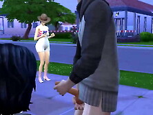 Stranger masturbates next to her at the bus stop - Sex with stranger in public