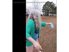 Momma Vee Plays Disc Golf With Her Butt Hangin' Out!
