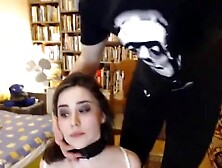 Bondage Big Titted Brunette Babe Blows ft.  Vickypeaches: Big Ass,  Blowjob & Hardcore Porn