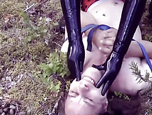 Femdom Humiliation, Pissing, Belly Fetish, Latex, Wet And Messy