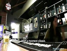 Dark Haired Girl Is Working In A Bar And Quite Often She Does Some Aditional Tasks