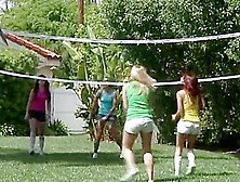 Girls Playing Nude Volleyball