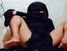 Feminine Crossy Rumana Masturbates Her Big Cock And Cums In Niqab.