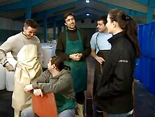 German Brunette Babe Gangbang