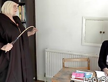 Dyke grandma in stockings cums while her pussy is licked