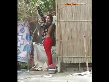 Bangladeshi Village Girl Outdoor Dress Changing