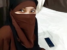 Hot horny Muslim sister got fucked by her step brother after lifting her hijab in bed