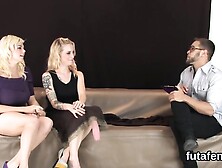 Chicks pound boyfriends butthole with enormous strapons and squirt sperm