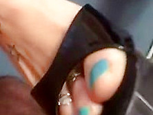 Sexy Blue Toenails In Black Highheels