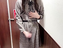 ????【女装】チェックのかわいいワンピースででオナニー❤️