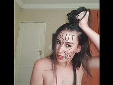 Dirty Talking Slut Degrading Herself,  Body Writing