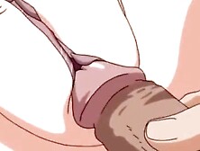 Horny dude squeezes busty girl's tits while fucking her in this hentai