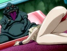 She is put up for auction,  given a hand job and a blow job,  and is bought by a monster.