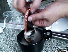 Busty 80 year mature grandmother hammered by younger lover