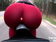 Biker Girl Rides Motorcycle With Led Light Up Butt Plug - Venessasbutt