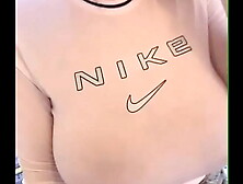 My friend's stepmom with massive boobies wore a see-through T-shirt
