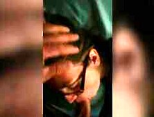 Blonde Girl With Glasses Sucking Cock And Eating Cum