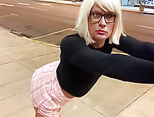 Hot Exhibitionist,  City Streets,  Schoolgirl Skirt,  Public Cd Dildo Ass Fuck