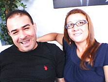 Patricia gets fucked hard,  Lars cums all over her tits