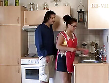 The sexy housewife's boobs excite the partner's cock who crawls on it to make it harder and harder