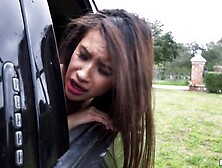 Looks like Zaya is totally ready to ride that cock while in the car